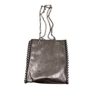 Zara Grey Metallic Silver Chain Bag Studded Shoulder Bag